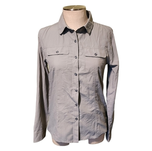 Eastern Mountain Sports Women's Long Sleeve Gray‎ Vented Small Button-Down Shirt